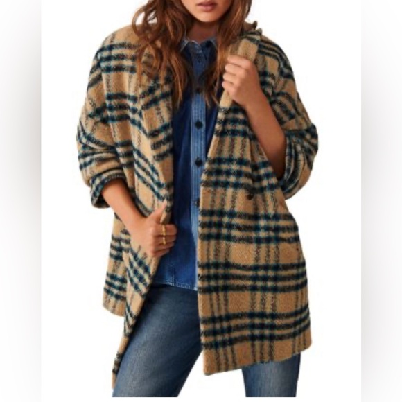 ba&sh Checkered Beige and Blue Jacket - Picture 2 of 16